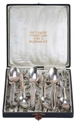 Набор чайных ложек серебро 800 пр. 129 гр. Австрия после 1922 г. Вена. Австрияпосле 1922 