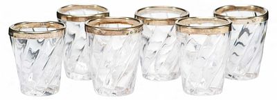 Комплект стопок. фирма: John Grinsell &amp; Sons1889 гсеребро, стекло, литье, шлифовка5,2 см х 4 