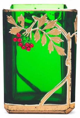 Ваза Веточка рябины модерн стекло, Josef Riedel Богемия 1900-20 гг. 6х4х3 см. Богемияконец XIX 