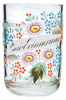 Стакан На память стекло, эмаль Германия кон. XIX - нач. ХХ в. 10x6,8 см. ГерманияНачало XX 