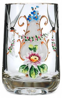 Бокал с ручкой Подарок на память стекло, эмаль Германия кон. XIX - нач. ХХ в. Н-10,3 см. Германи 