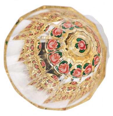 Стакан Букет роз стекло, эмаль Богемия нач. ХХ в. 10,4x7,4 см. БогемияНачало XX векабесцветное 