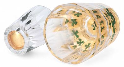 Два стопка и рюмка Клевер стекло, эмаль Богемия нач. ХХ в. 6,4x5,5 и,4,5x3,8 см. БогемияНачало 