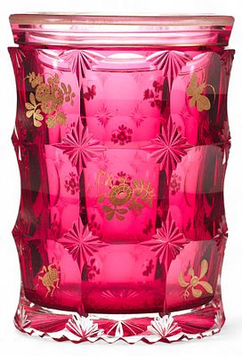 Стакан из богемского стекла. БогемияКонец XIX векастекло, двухслойное, гранение, золочение11 см 