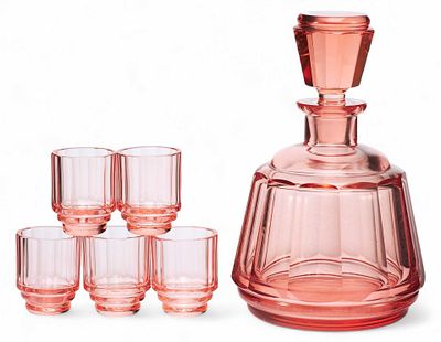 Набор для алкогольных напитков стекло, Богемия 1930-е г. Н-17,5 см. Богемия1930-ггцветное 