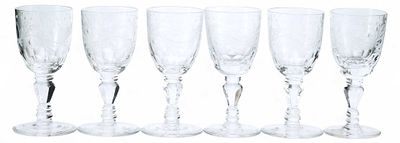 Набор рюмок с гравированным орнаментом хрусталь, Богемия сер. ХХ в. Н-12,7 см. БогемияПервая 