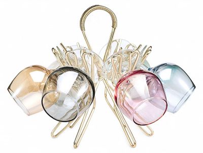 Подставка для коньячных рюмок. 1960-ггметалл, штамп; стеклоРюмок: 9,3 Подставки: 18,5 см х 