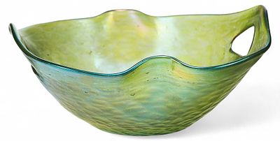 Ваза с волнистыми краями в стиле модерн стекло, Кралик (Wilhelm Kralik) Богемия 1910-е гг. 5 