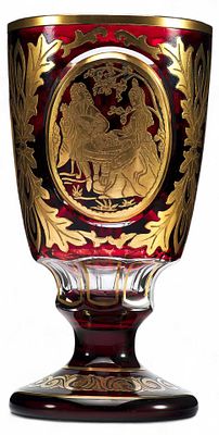 Бокал с изображением галантных сцен эпохи XVII - XVIII вв. Богемияконец XIX— первая четверть XX 