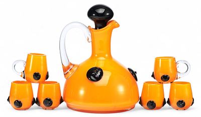 Набор для алкогольных напитков.Богемия. Богемия1930-ггцветное и бесцветное стекло, гранение 