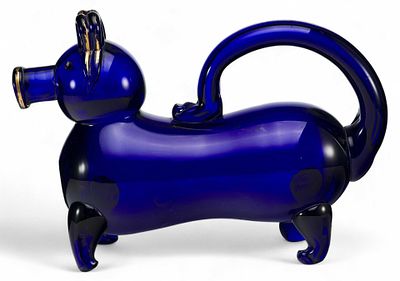 Фигурная бутылка "Поросенок". Европа2 половина XIX векацветное стекло, выдувание в форму 