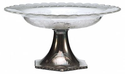 Ваза - фруктовница. Австрия1866-1922 ггсеребро. штамп; стекло, матовая гравировка11,8 см х 