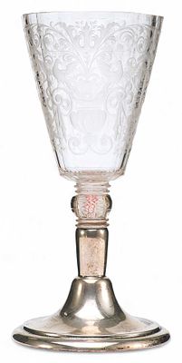 Богемия. Кубок. серебро 800. Богемияконец XVIII всеребро 800, штамп; стекло бесцветное 