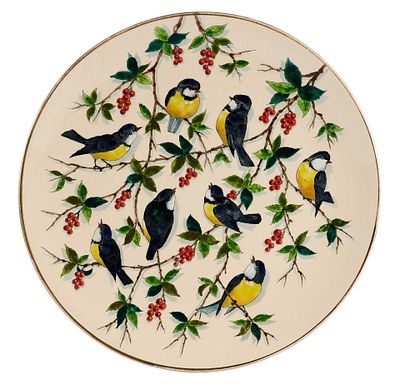 Тарелка &laquo;Синицы&raquo;. Керамическая фабрика бр. Шуц, Либоже, МоравияНачало XX векафаянс, литье 