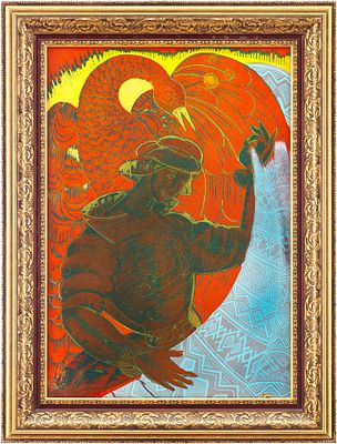 Декоративное панно &laquo;Жар-птица&raquo;. Колюпанов С. Ф.1969гравировка, цветная эмаль63,5 см х 44,3 