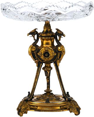 Ваза с птицами-химерами бронза, стекло Европа кон. XIX в. Н-18,5 см. ЕвропаКонец XIX векарезьба 