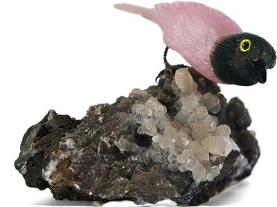 Камнерезное искусство "Птица" серебро, кальцит, турмалин, халцедон Екатеринбург. Екатеринбургтурм 