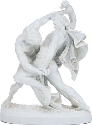 Скульптура Скандинавская борьба бисквит J. P. Molin Германия кон. XIX в. Н-31,5 см. Johann 