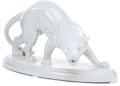 Крупная скульптура львица фарфор, Европа 1930-1940 гг. 35х18 см. Мейсен (?) Германия1930-1940 