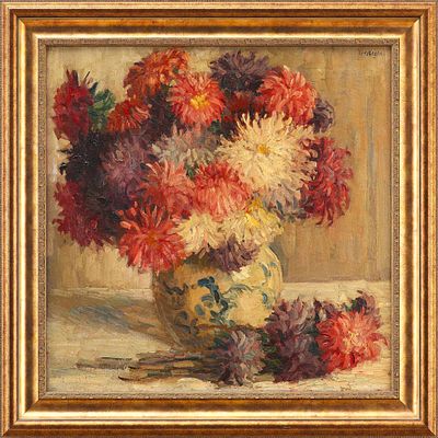 Н. Terstegen Георгины х/м Европа кон. XIX-нач. ХХ в. 60x60 см. Н. TerstegenЕвропаПоследняя 