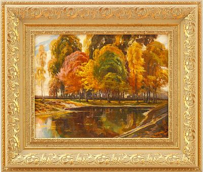 Н/Х Осенний пейзаж дер. масл. Австрия нач. ХХ в. 29,2x38 см. неизв. австрийский 