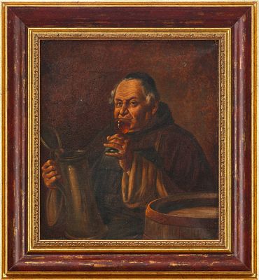 О. Бергманн (O. Bergmann) Монах в погребе х/м Германия нач. ХХ в. 28,5х25,5 см. О. 