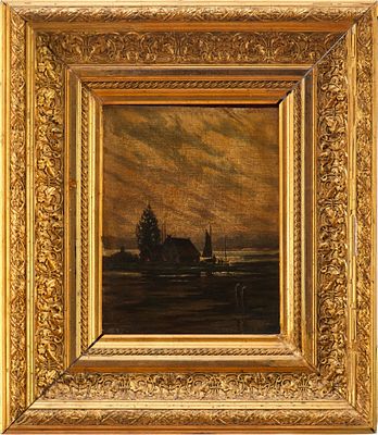 S. L. Сумерки конец дер. масл. Европа кон. XIX-нач. XX в. 23,7x18,2 см. неизв. 