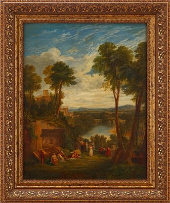 Н/Х Античная сцена дер. масл. Европа кон. XVIII в. 50,5x40 см. неизв. европейский 