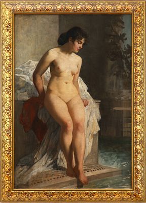 Н/Х Купальщица у бассейна х/м Европа кон. XIX в. 119,5x81,4 см. неизв. европейский 