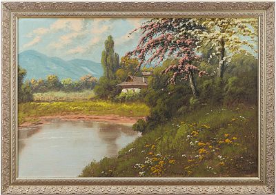 Danday Цветущие вишни х/м Европа кон. ХХ в. 60x90 см. Dandayконец XX векахолст, масло60 см х 90 