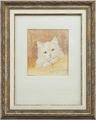 Г. Райнер-Истванффи (G. Rainer-Istvanffy 1877–1964 гг.) Белая кошка бум. смеш. техн. Венгрия 