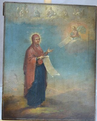 Икона "Богоматерь Боголюбская". Икона Богоматерь Боголюбская. Размер 26,8х21,3, масло. Конец 18 