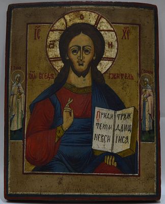 икона "Спас Вседержитель" с предстоящими : Анна, Екатерина. 2 икона "Спас Вседержитель" с 