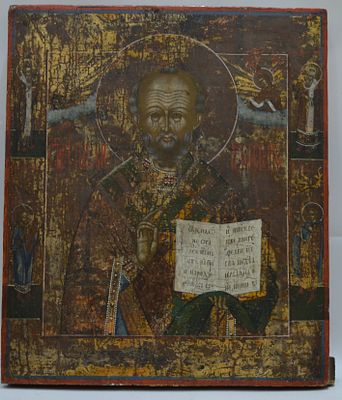 Икона &laquo;Николай Чудотворец&raquo; с предстоящими Власий, Флор, Лавр, Модест. 855 Икона &laquo;Николай 