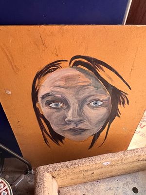 A contemporary oil on board double sided.