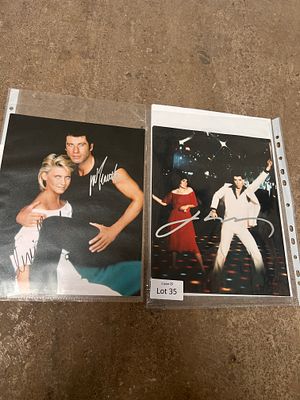Two autographed photographs of John Travolta and Olivia Newton John 'Grease' both with 