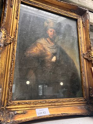 A framed and glazed oleograph