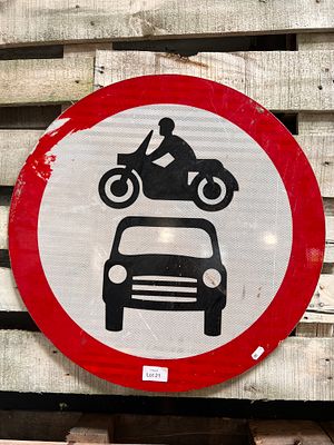 A car and motorcycle road sign. 60cm wide.