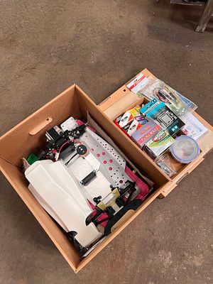 A remote control RC car Mardave Cobra Sport vintage kit and various radio control parts.