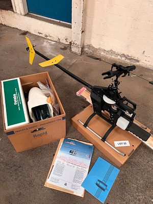 A Kalt Sangyo Cyclone 2 remote control helicopter + Futaba fp-7UPS 7 channel 4 servo radio, OS