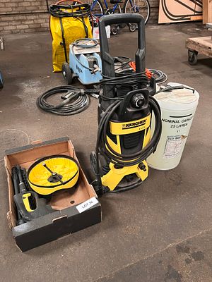 A Karcher K3.575 cold water pressure washer + patio kit and chemicals