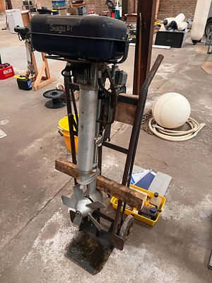 British Seagull Silver Century plus clutch drive long shaft outboard complete with spares and