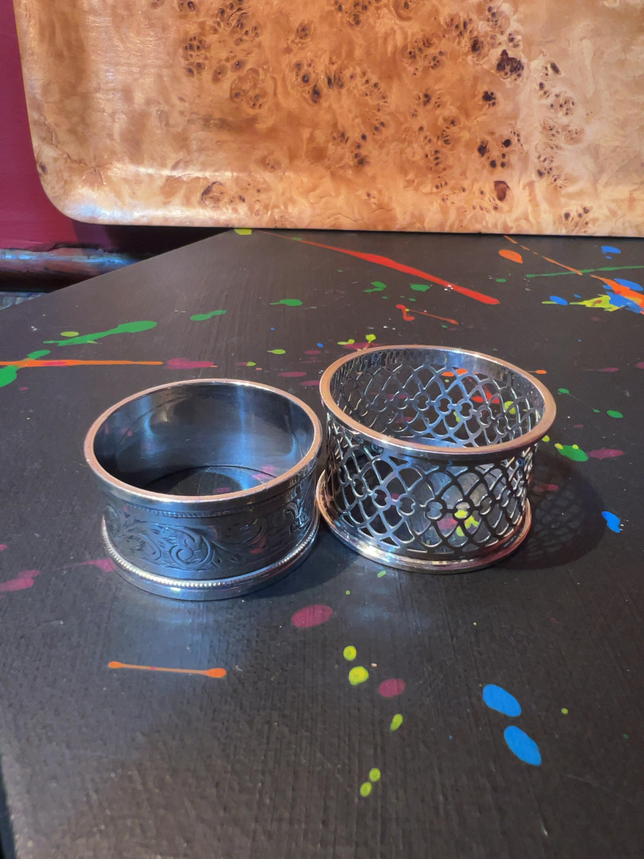 Two Edwardian and George V Hallmarked Sterling Silver Napkin Rings