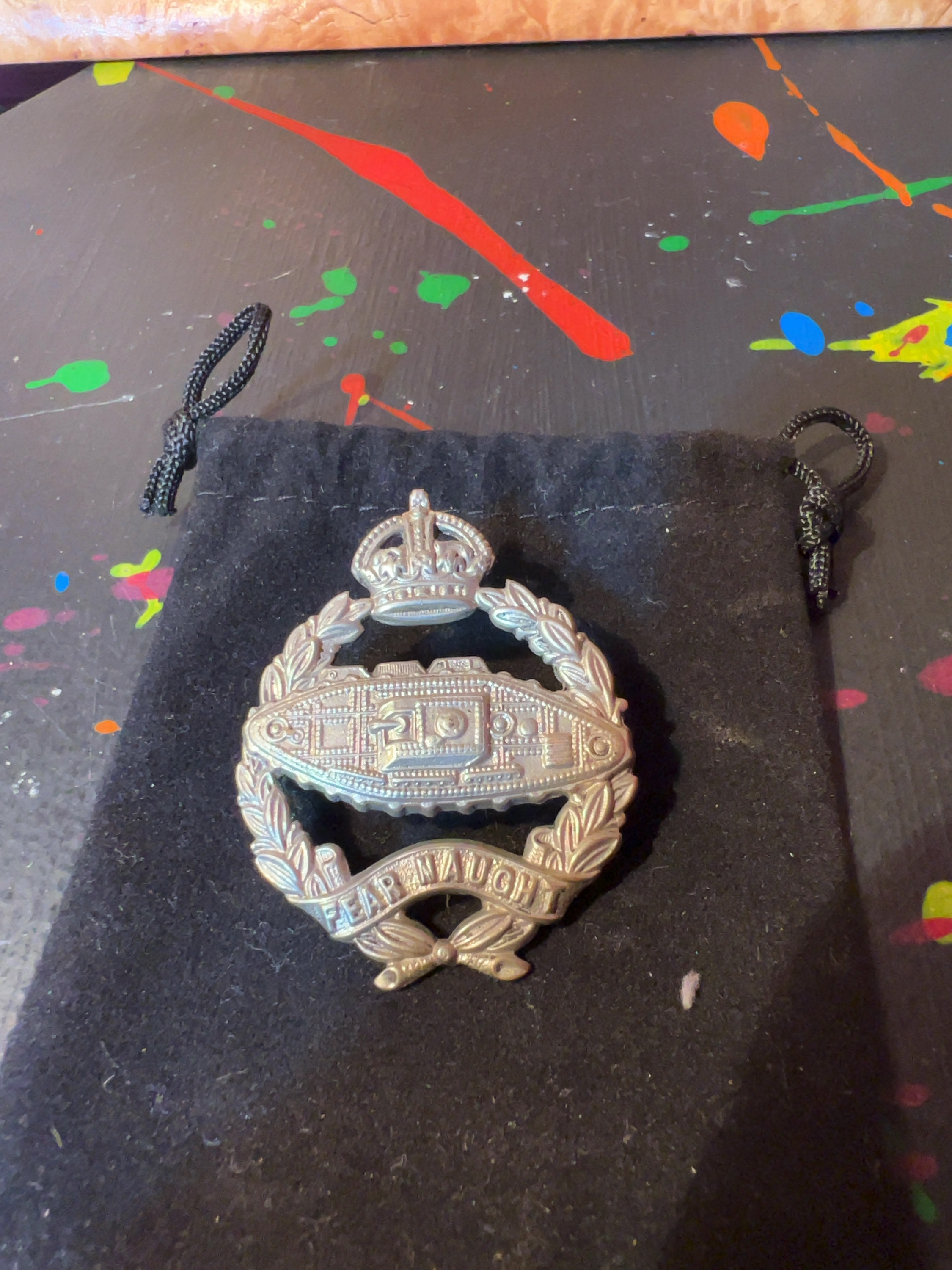 Royal Tank Corps / Regiment Officer's Silver Cap Badge by J.R. Gaunt London