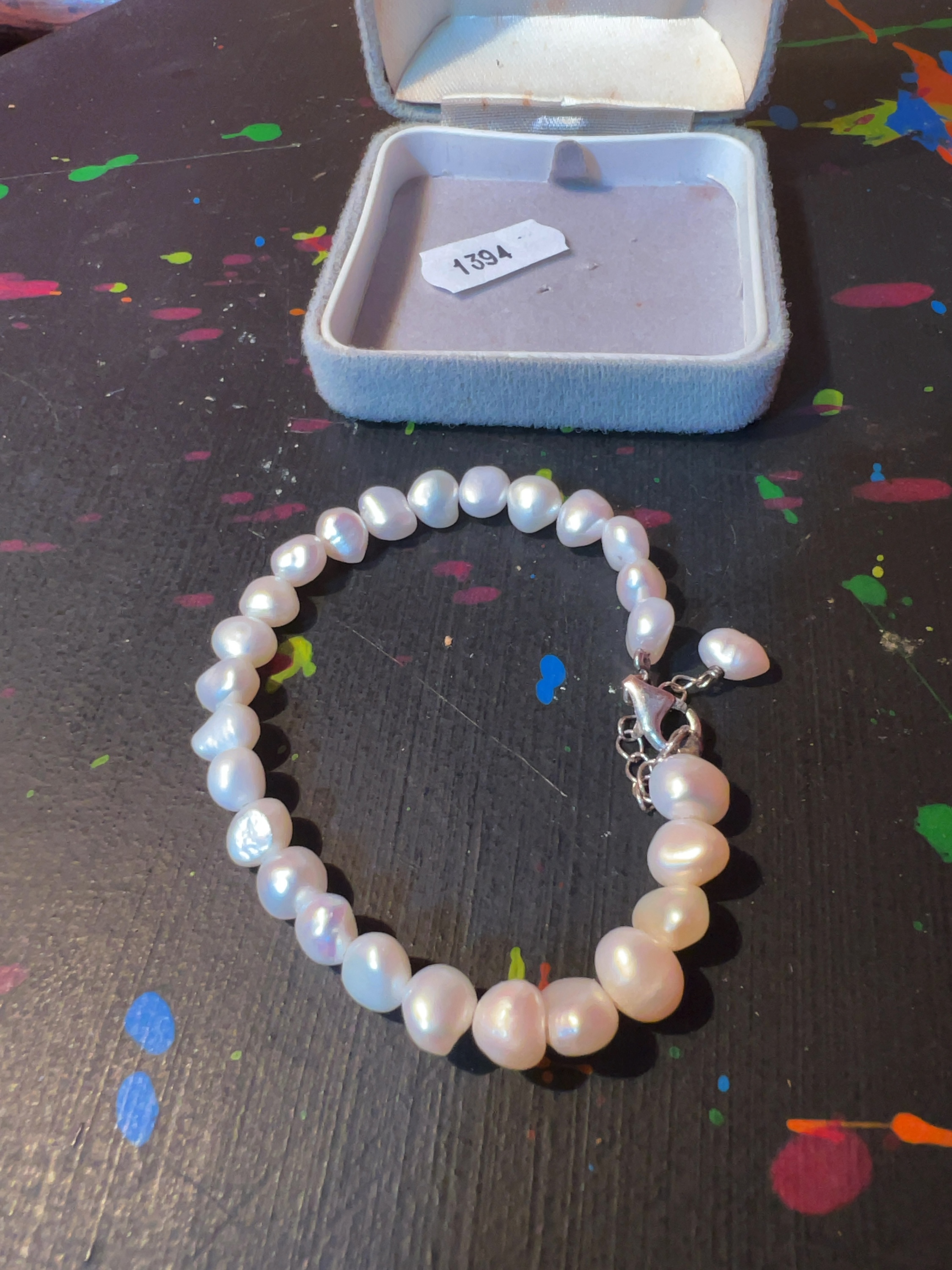 Cultured Baroque Freshwater Pearl Bracelet with Sterling Silver Clasp and Pendant Charm