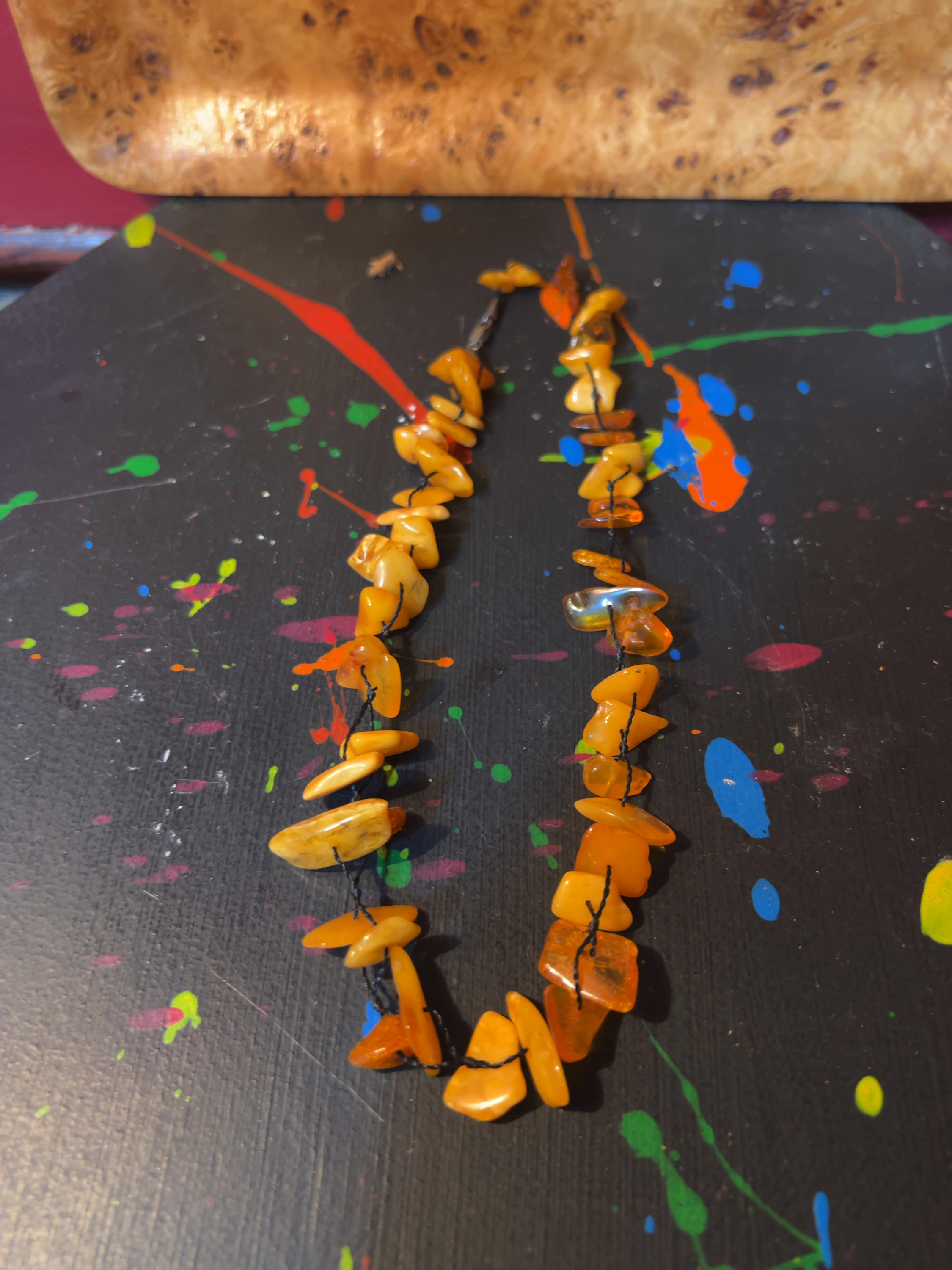 A Graduated Amber Nugget Necklace with Sterling Silver Clasp