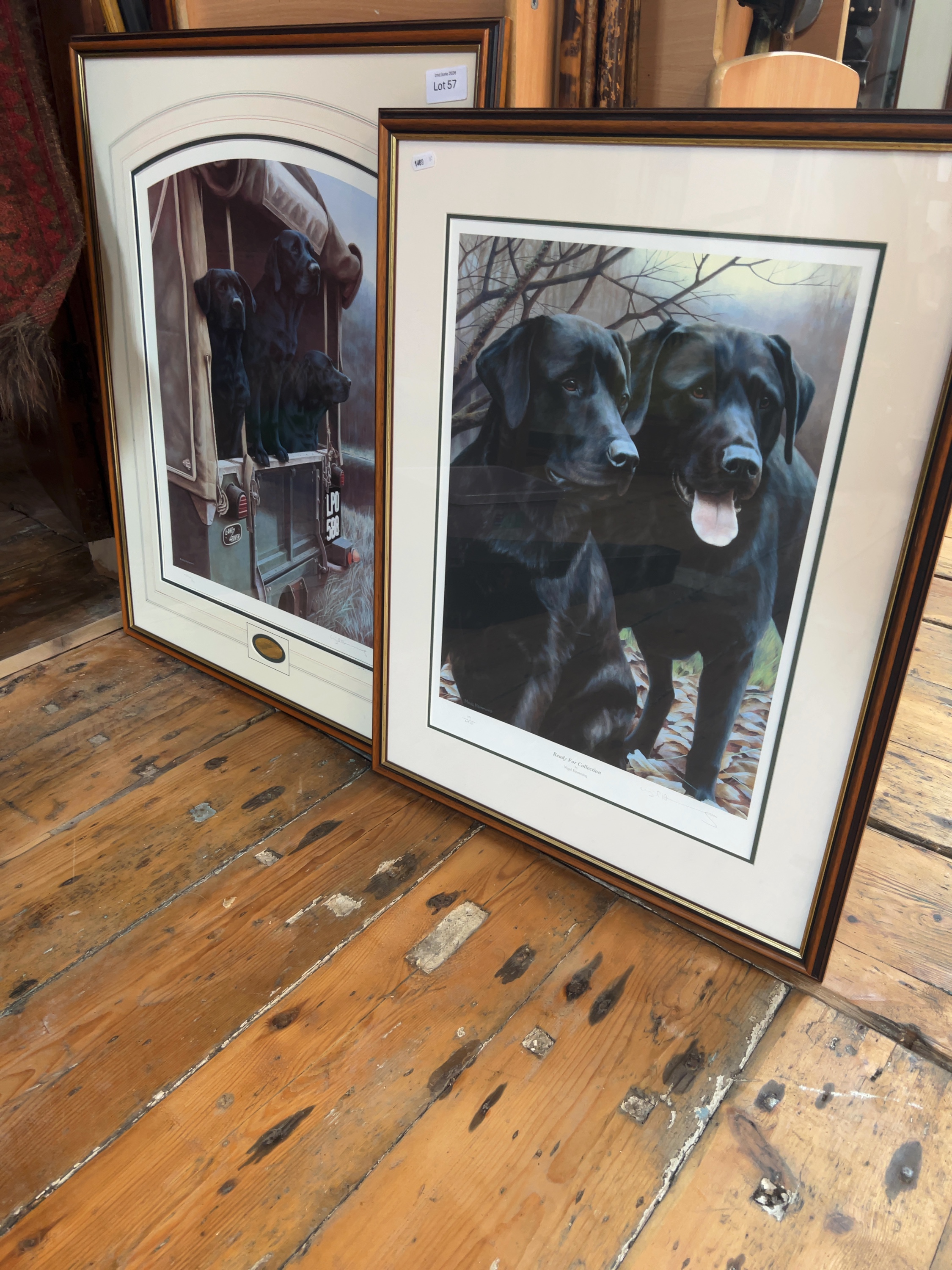 Nigel Hemming, A Pair of Signed Limited Edition Prints of Black Labradors