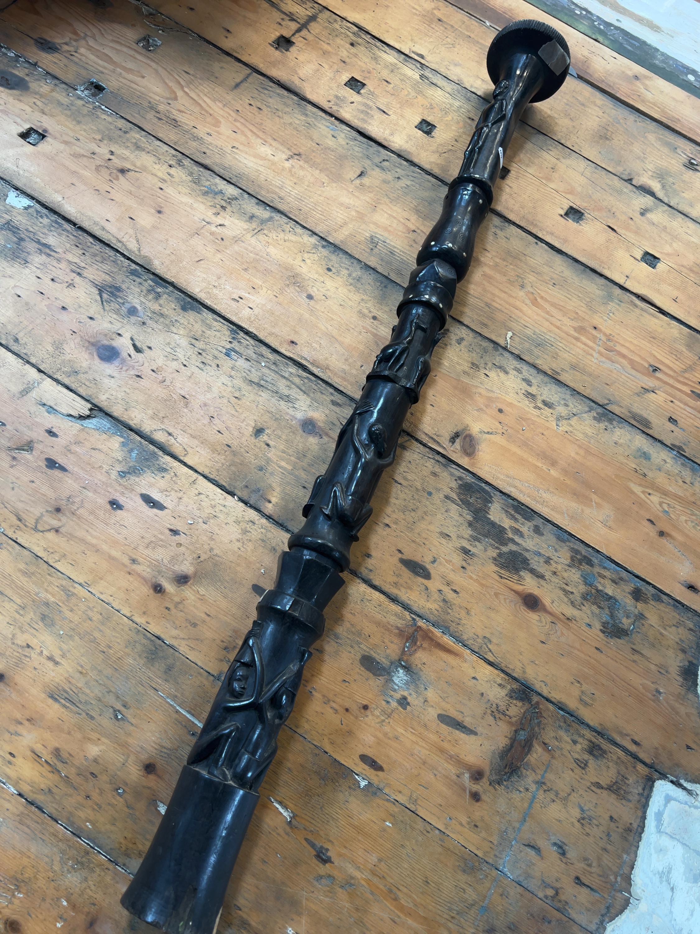 African Makonde Carved Ebony Ujamaa Column
