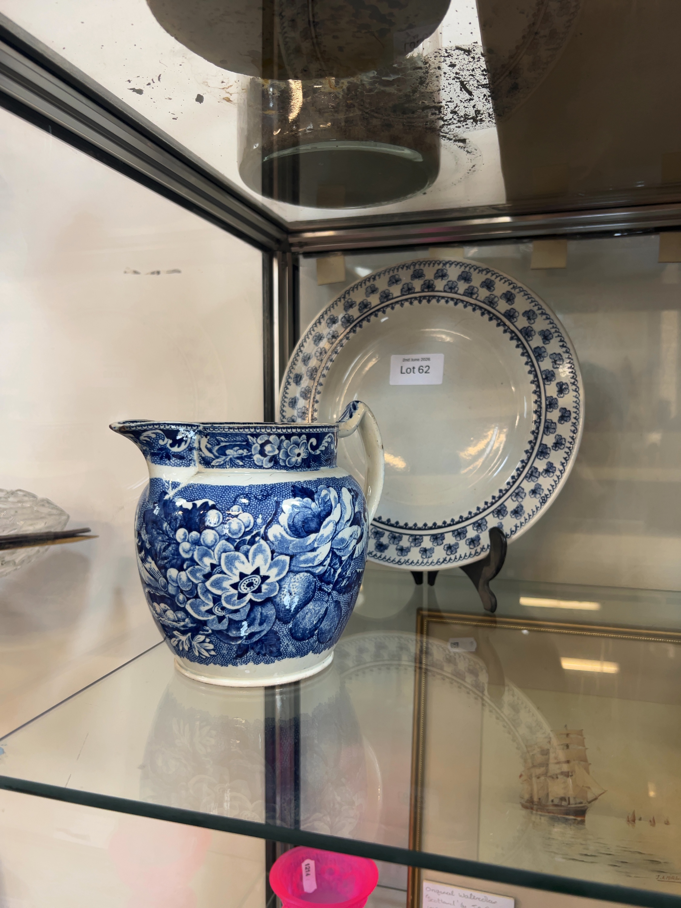 Two pieces of blue and white transfer-printed earthenware