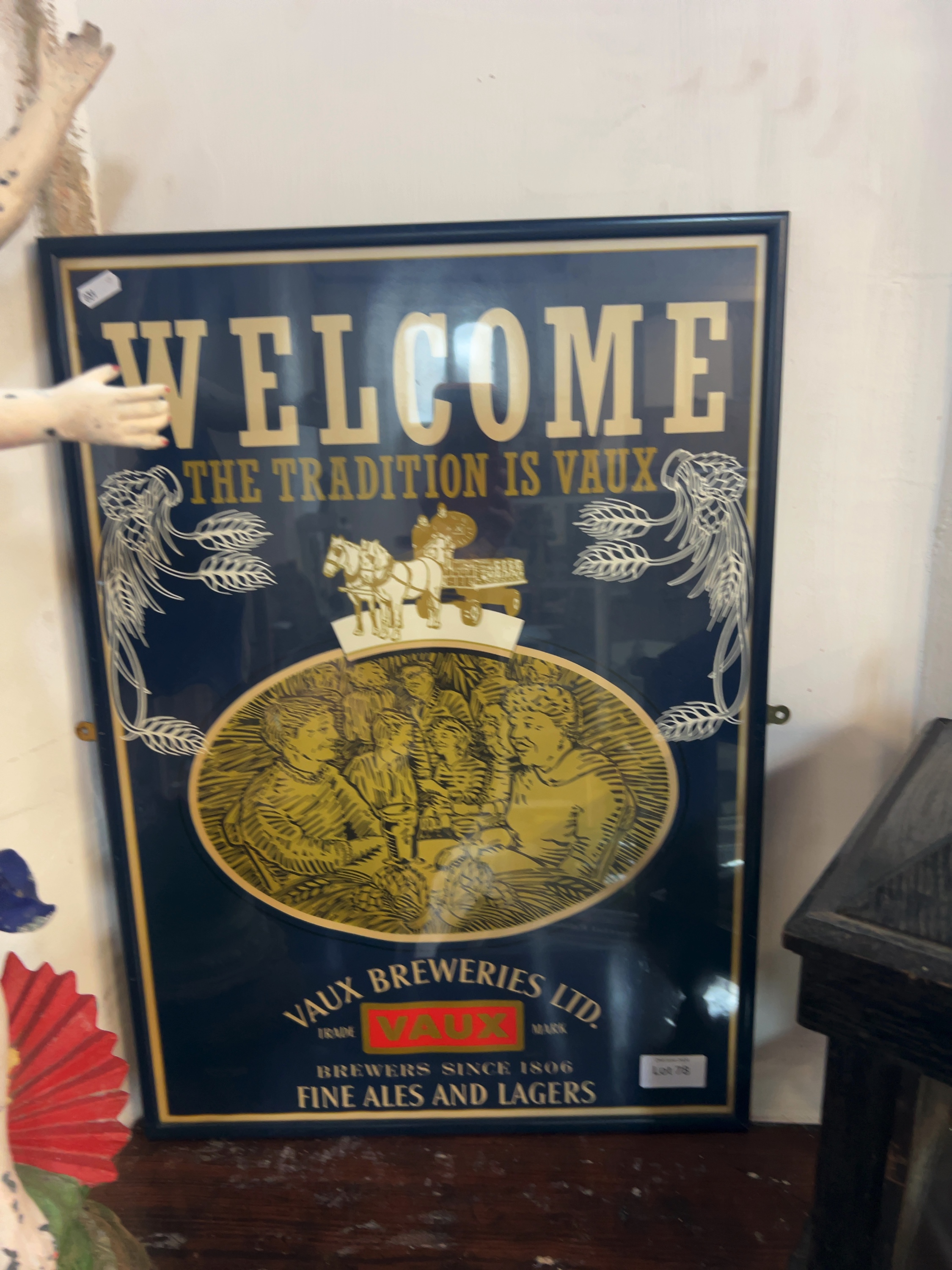 Framed Vaux Breweries Ltd. Advertising Sign